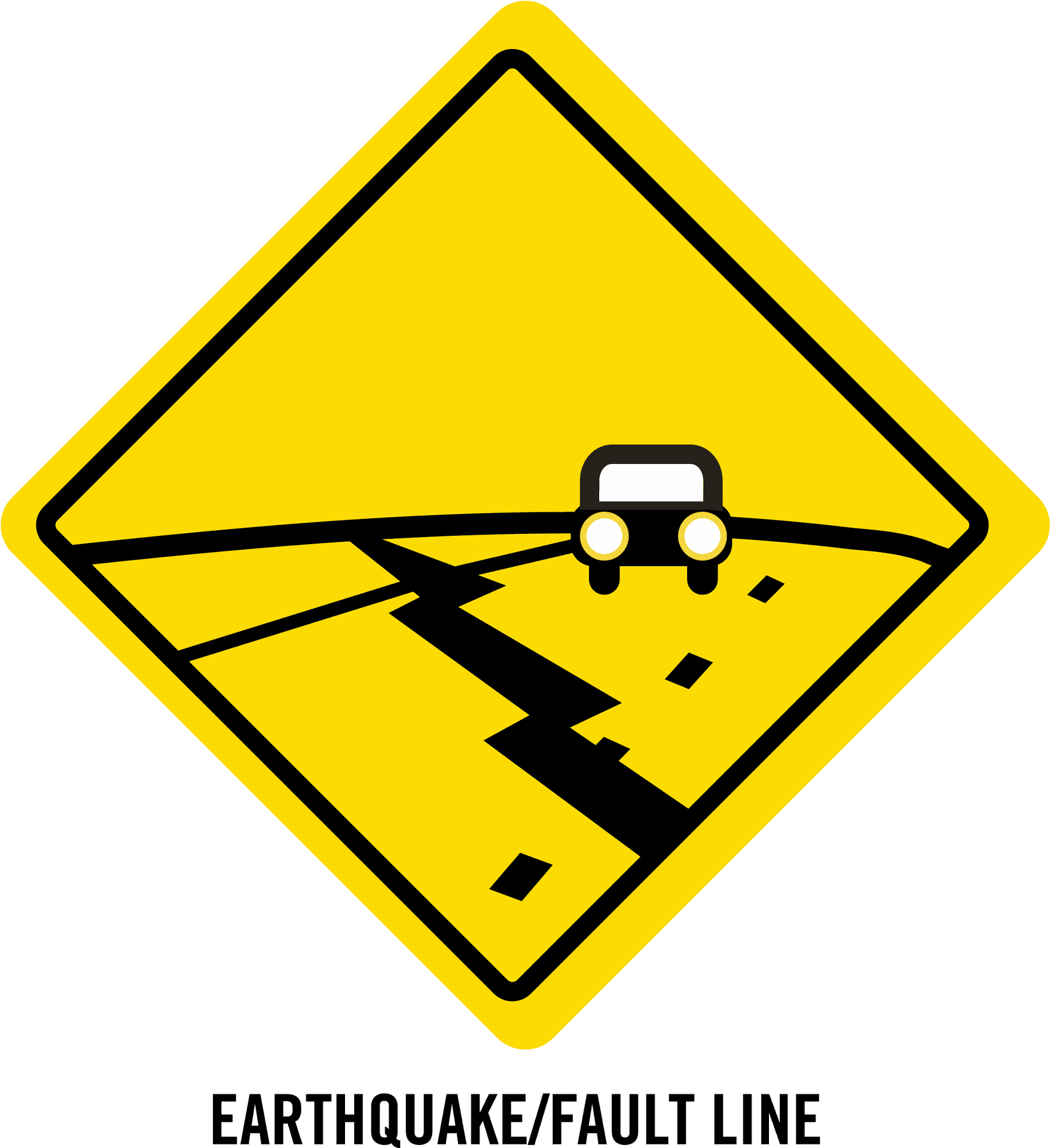 Earthquake Warning Sign Diamond Shape PNG