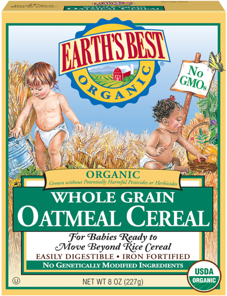 Earths Best Organic Whole Grain Oatmeal Cereal Box PNG