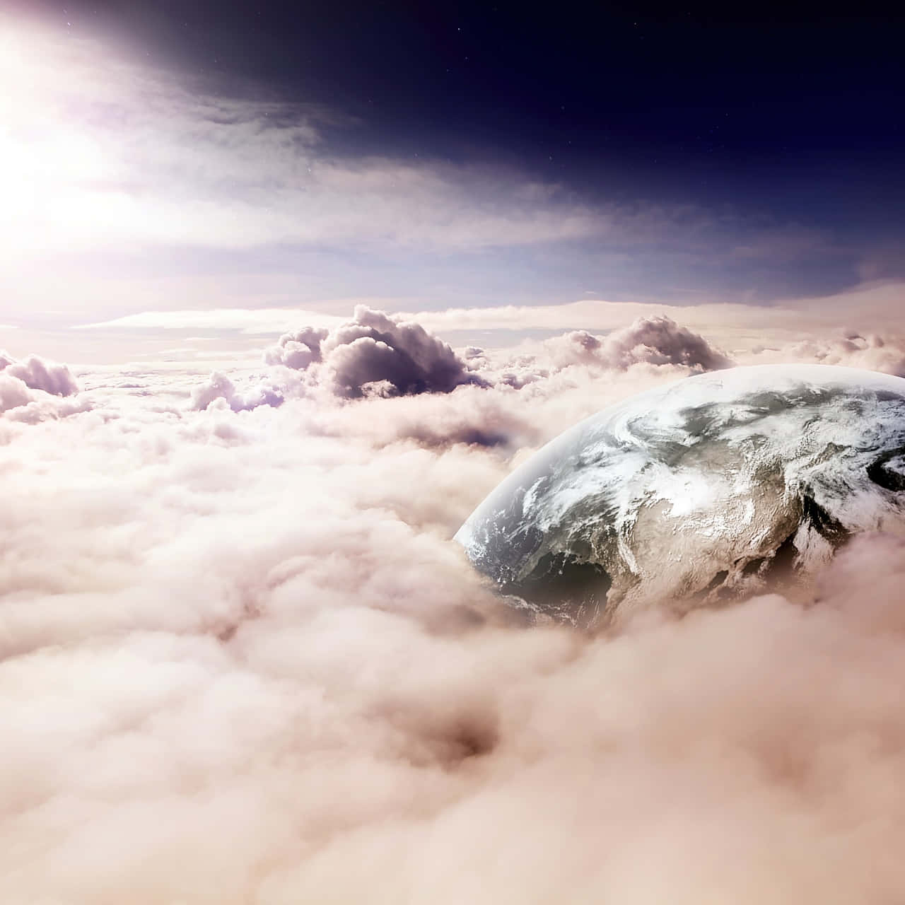 Earthy Aesthetic_ Ethereal Planet Among Clouds Wallpaper