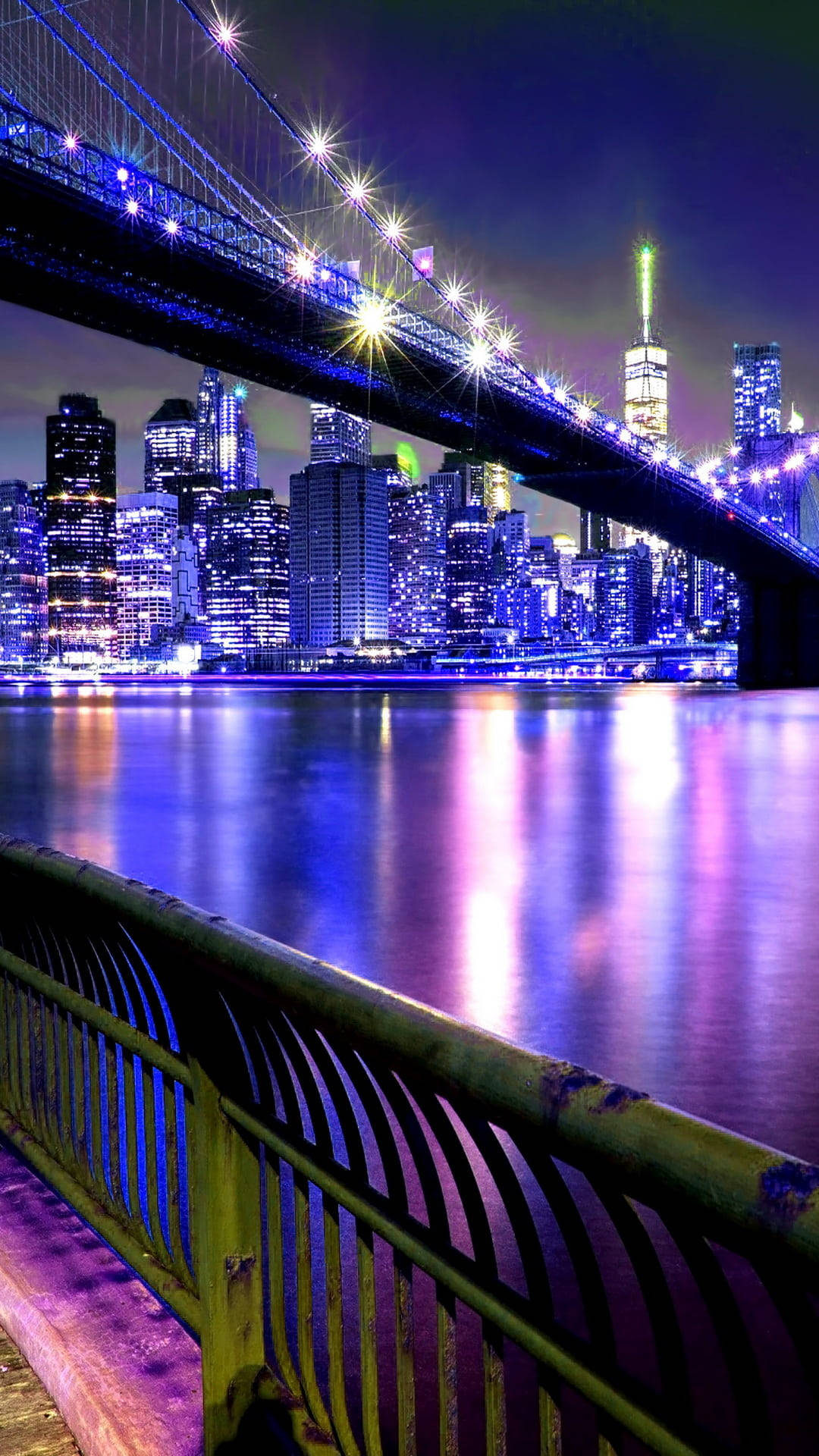 Nochedel East River En Nueva York En Iphone. Fondo de pantalla