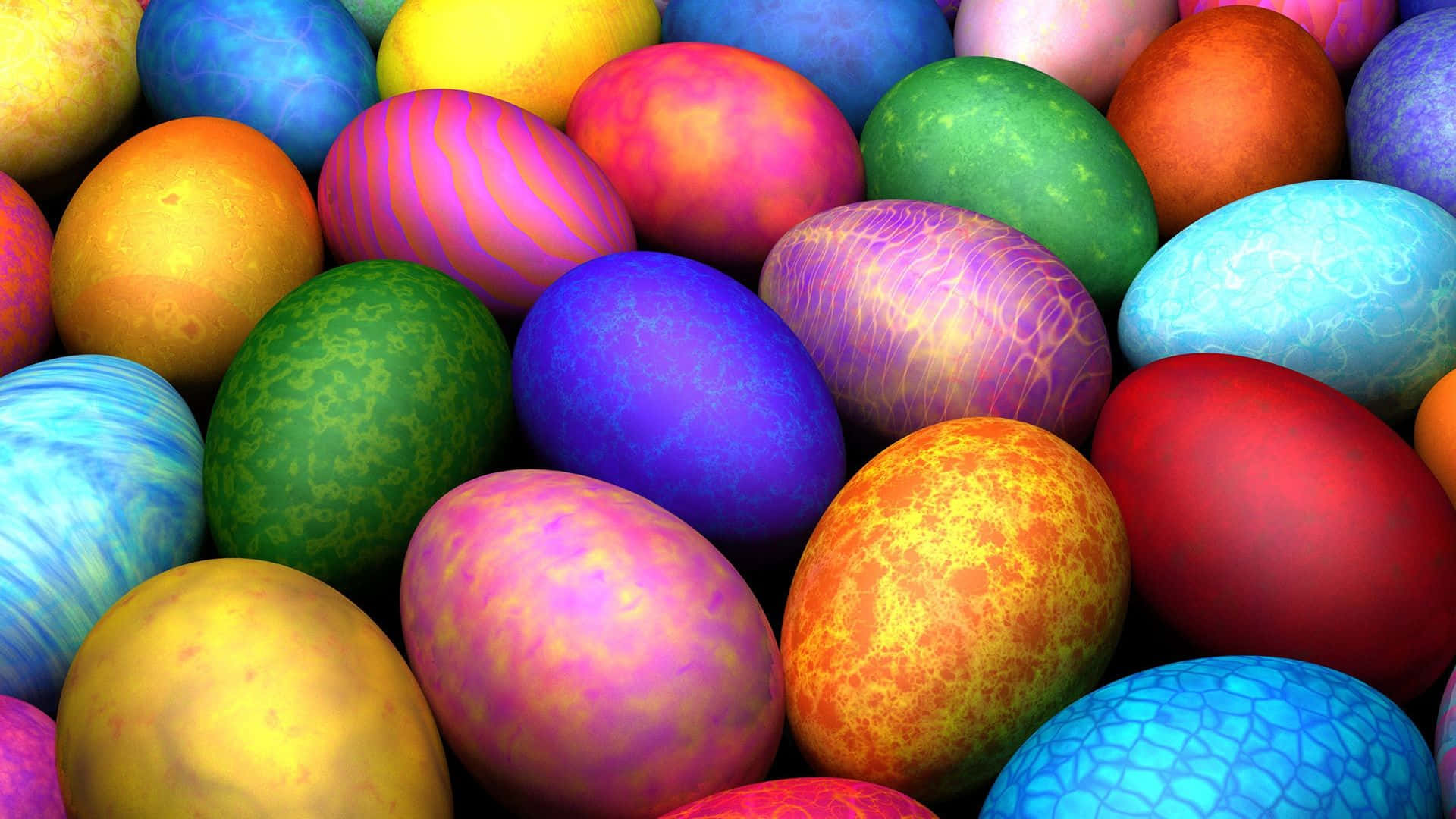 Colorful Easter Eggs With Pattern Background
