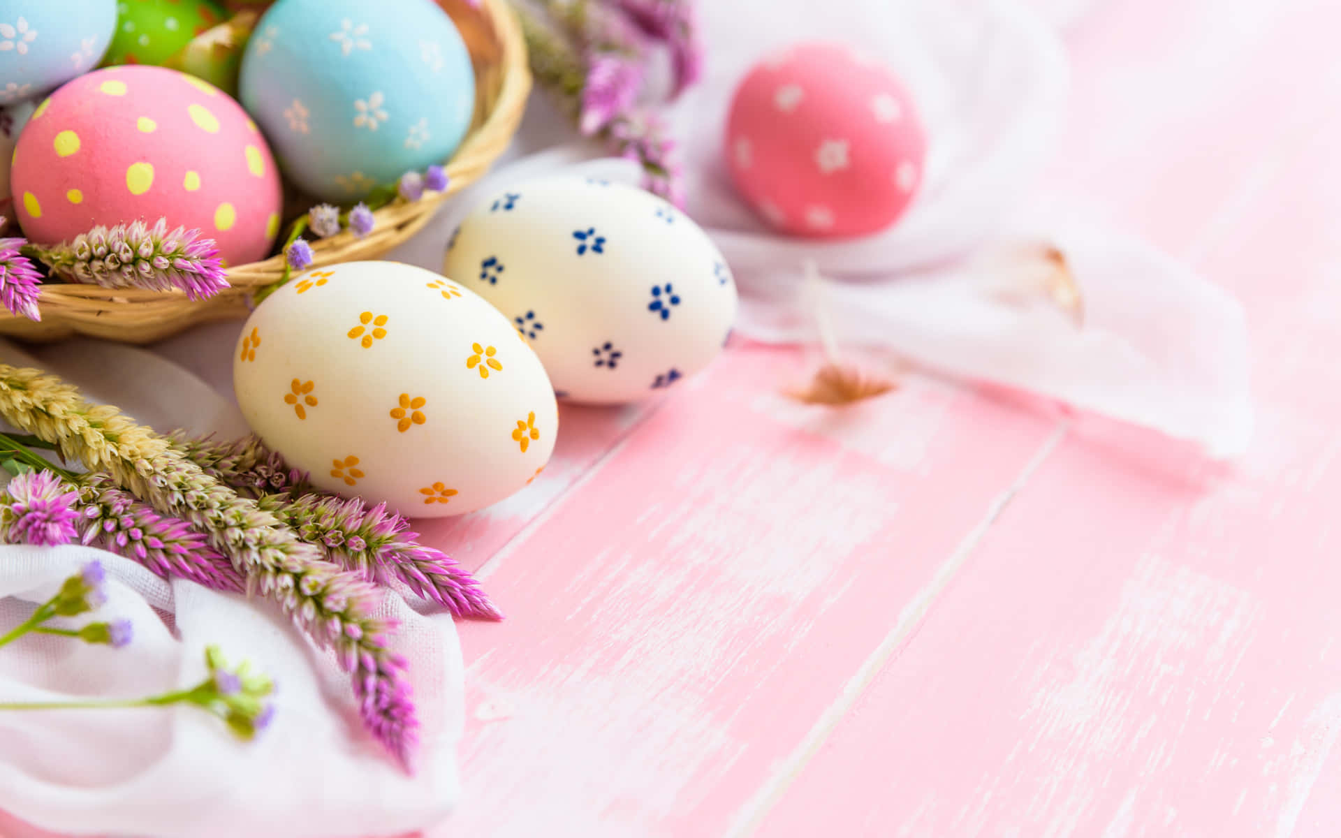 Pink Blue Easter Eggs Background