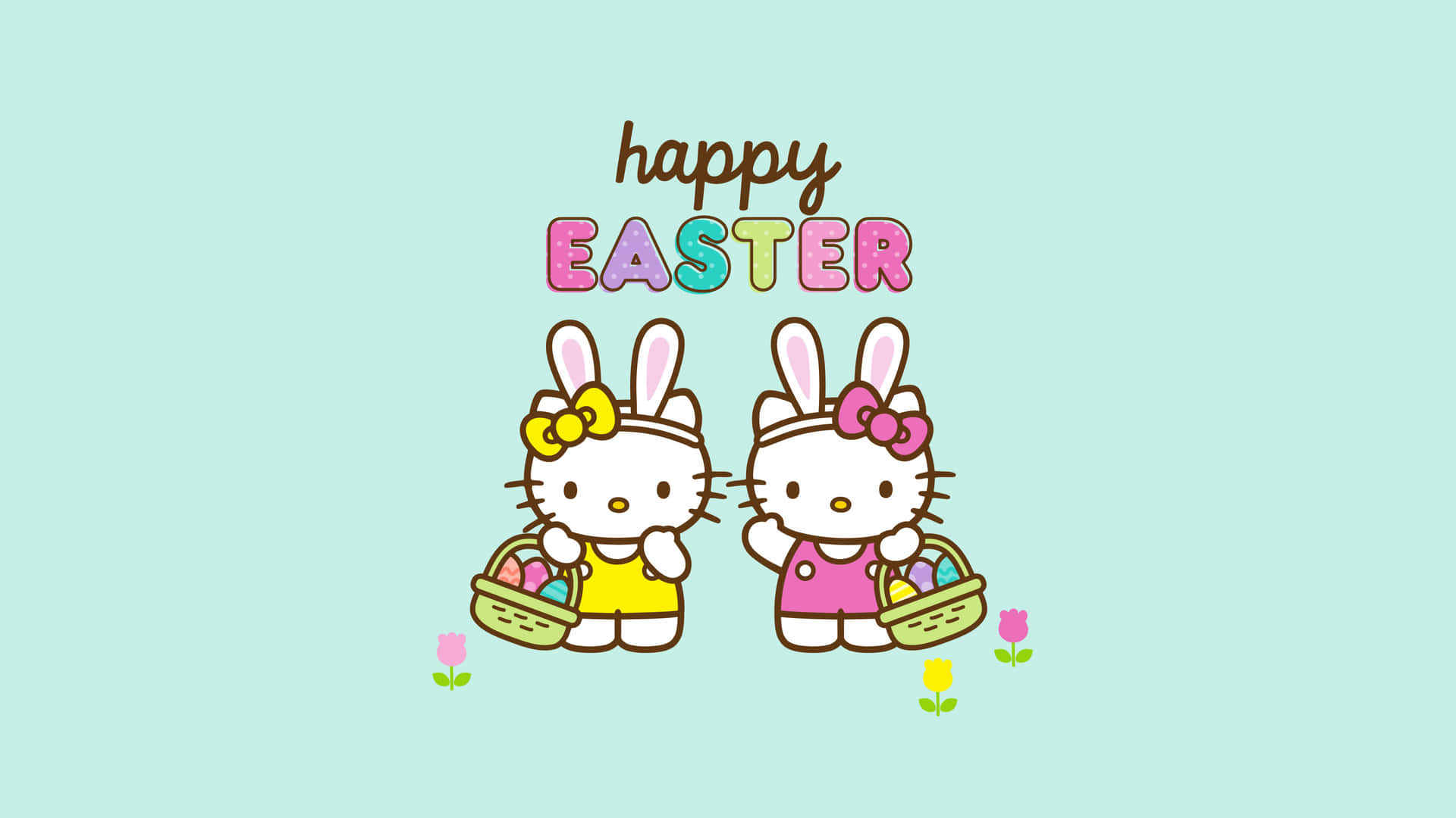 Hello Kitty With Easter Eggs Background