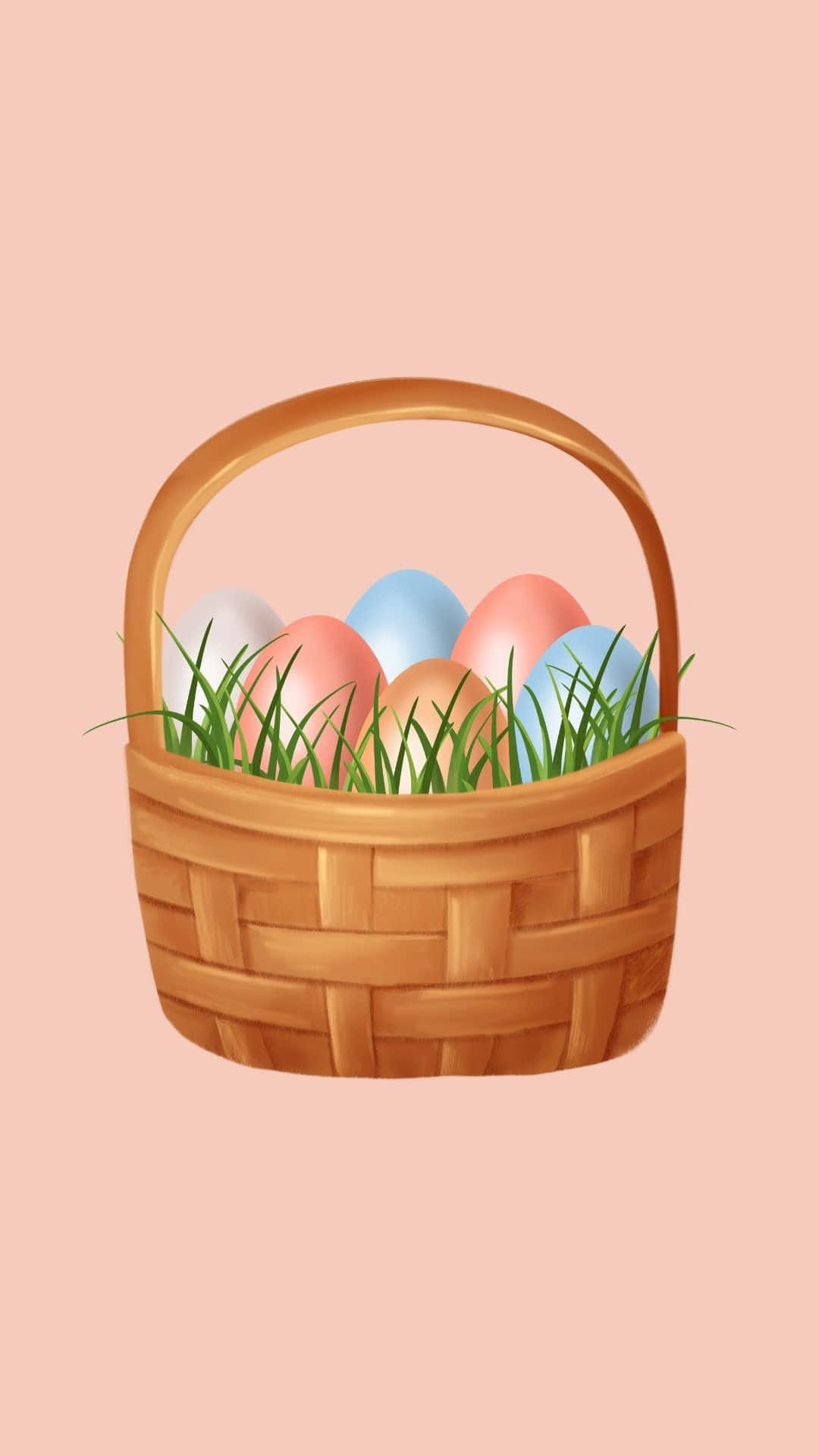 Beautifully decorated Easter Basket with eggs, toys, and sweets Wallpaper