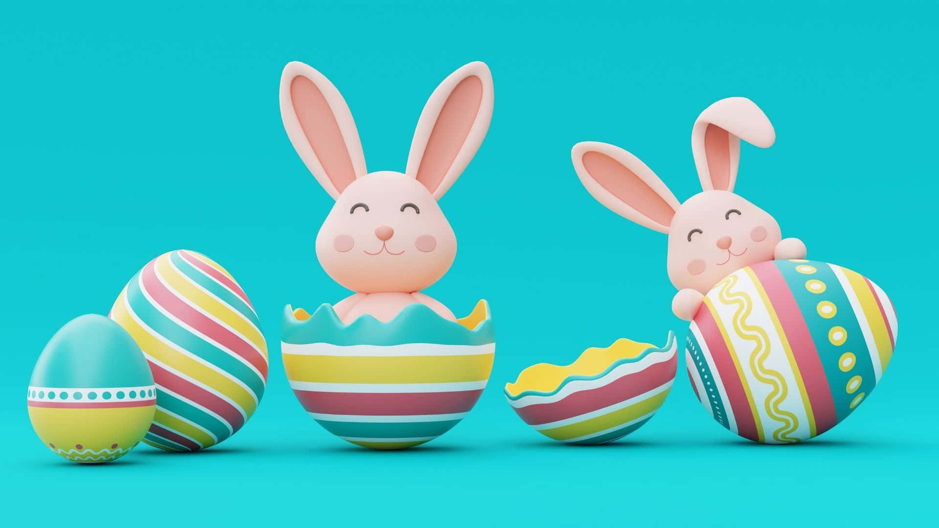 Adorable Easter Bunny Hoping Up Wallpaper
