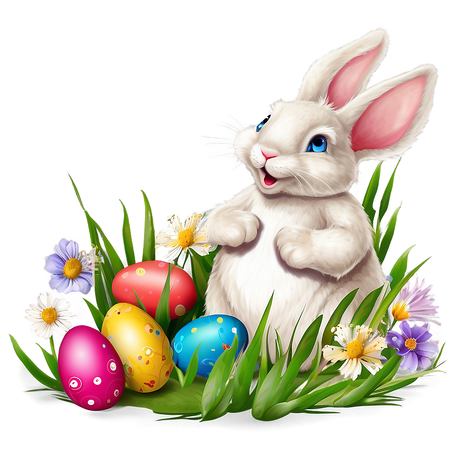 Easter Bunny And Flowers Png 89 PNG
