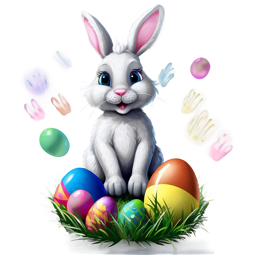 Easter Bunny And Rainbow Png Suk48 PNG