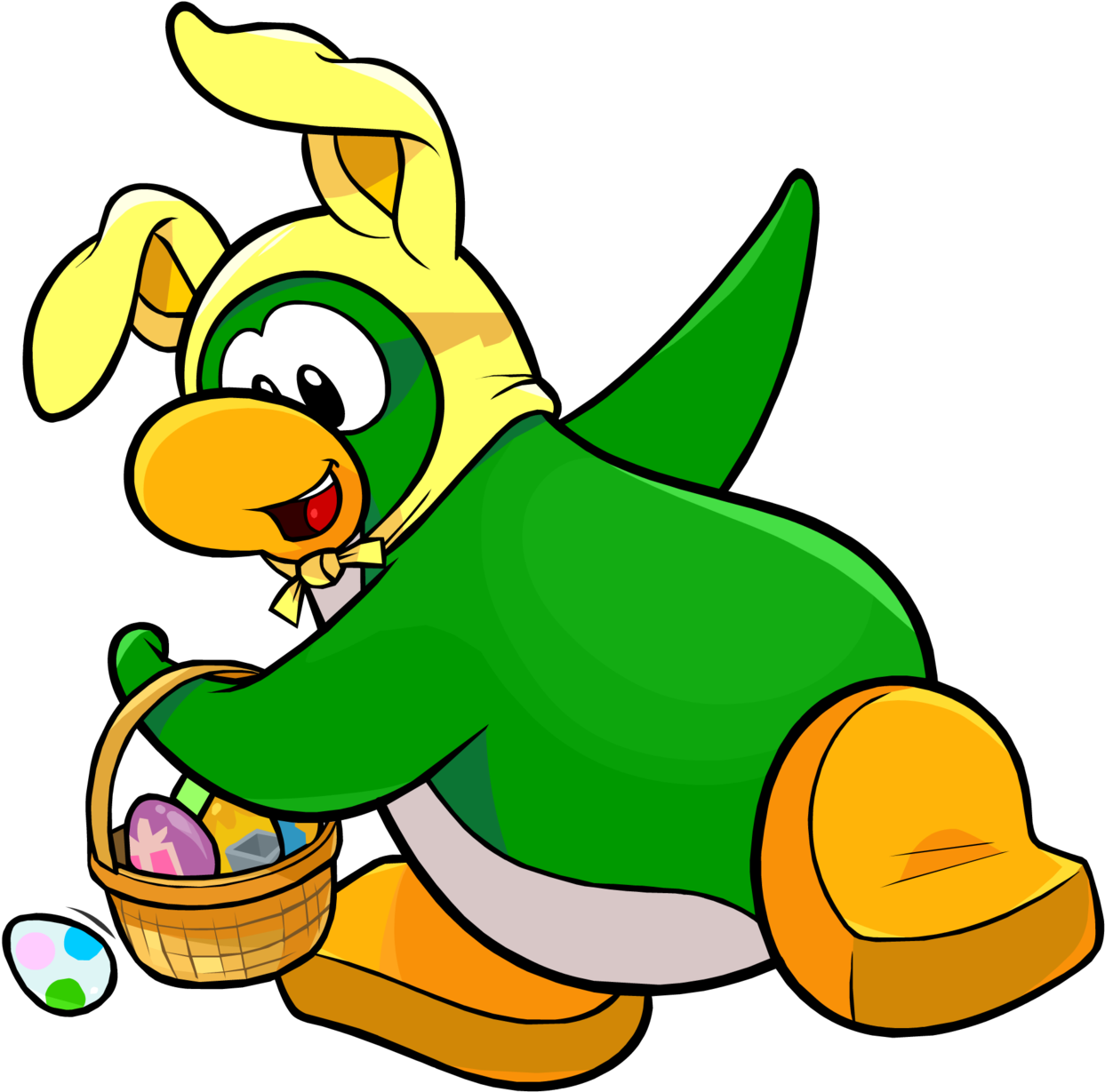 Easter Bunny Cartoonwith Egg Basket PNG