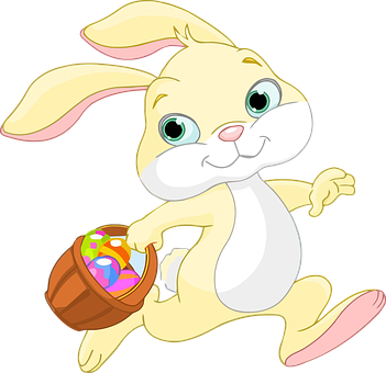 Easter Bunny Cartoonwith Eggs PNG