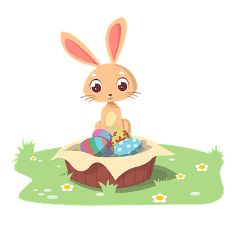 Easter Bunny Cartoonwith Eggs PNG