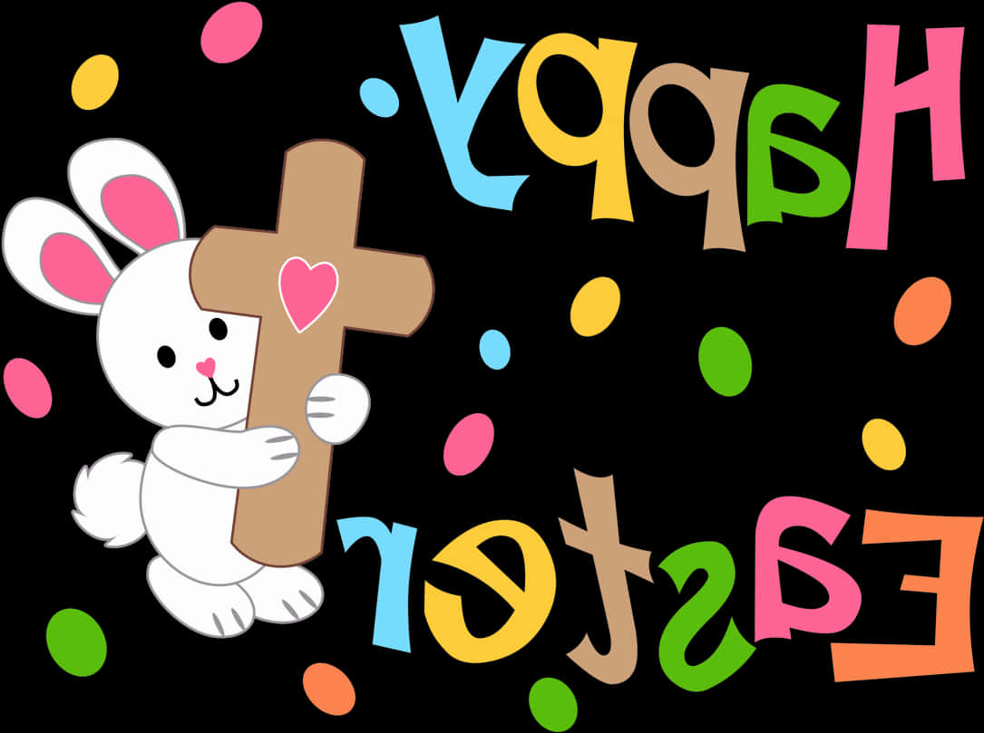 Easter Bunny Cross Celebration PNG