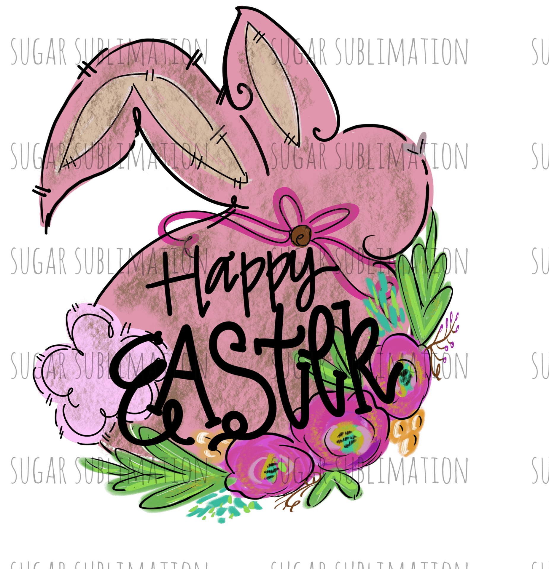 Easter Bunny Egg Floral Design PNG