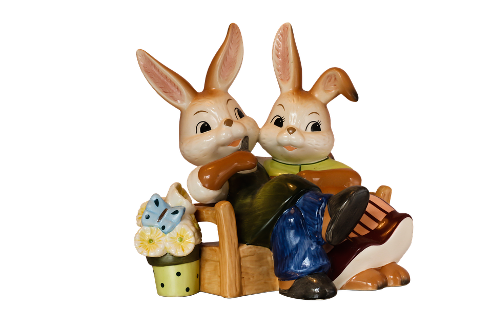 Easter Bunny Figurines Celebration PNG