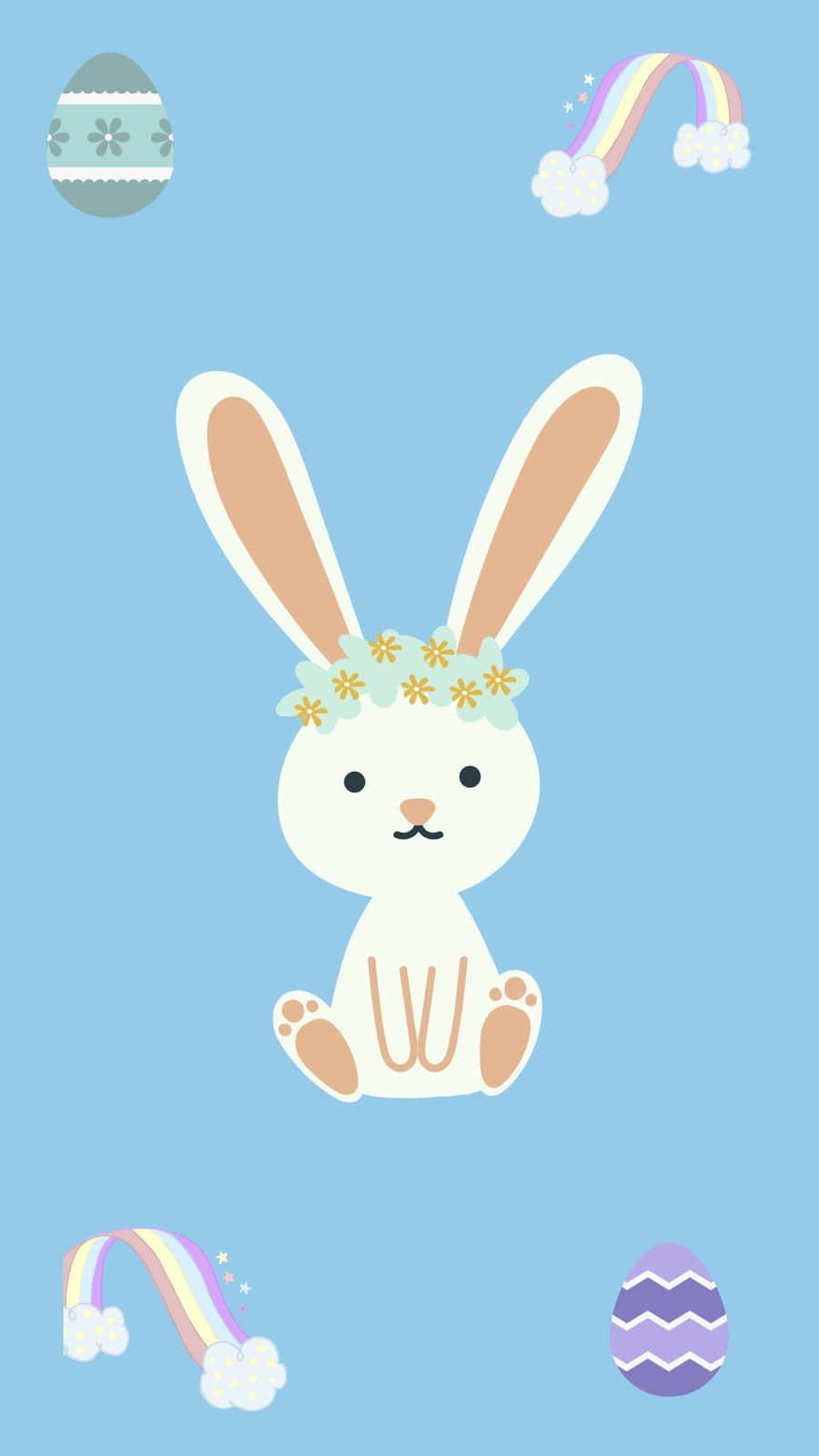 Easter Bunny Floral Crown Aesthetic.jpg Wallpaper