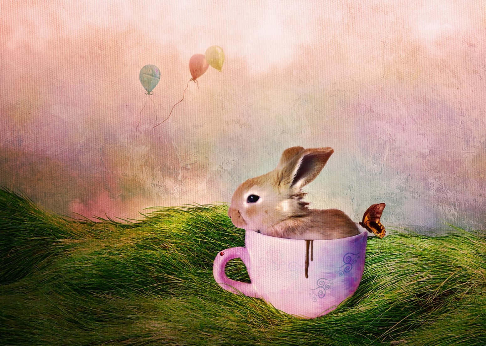 Easter Bunny Inside A Pink Mug Picture
