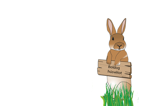 Easter Bunny Wishing Happiness PNG