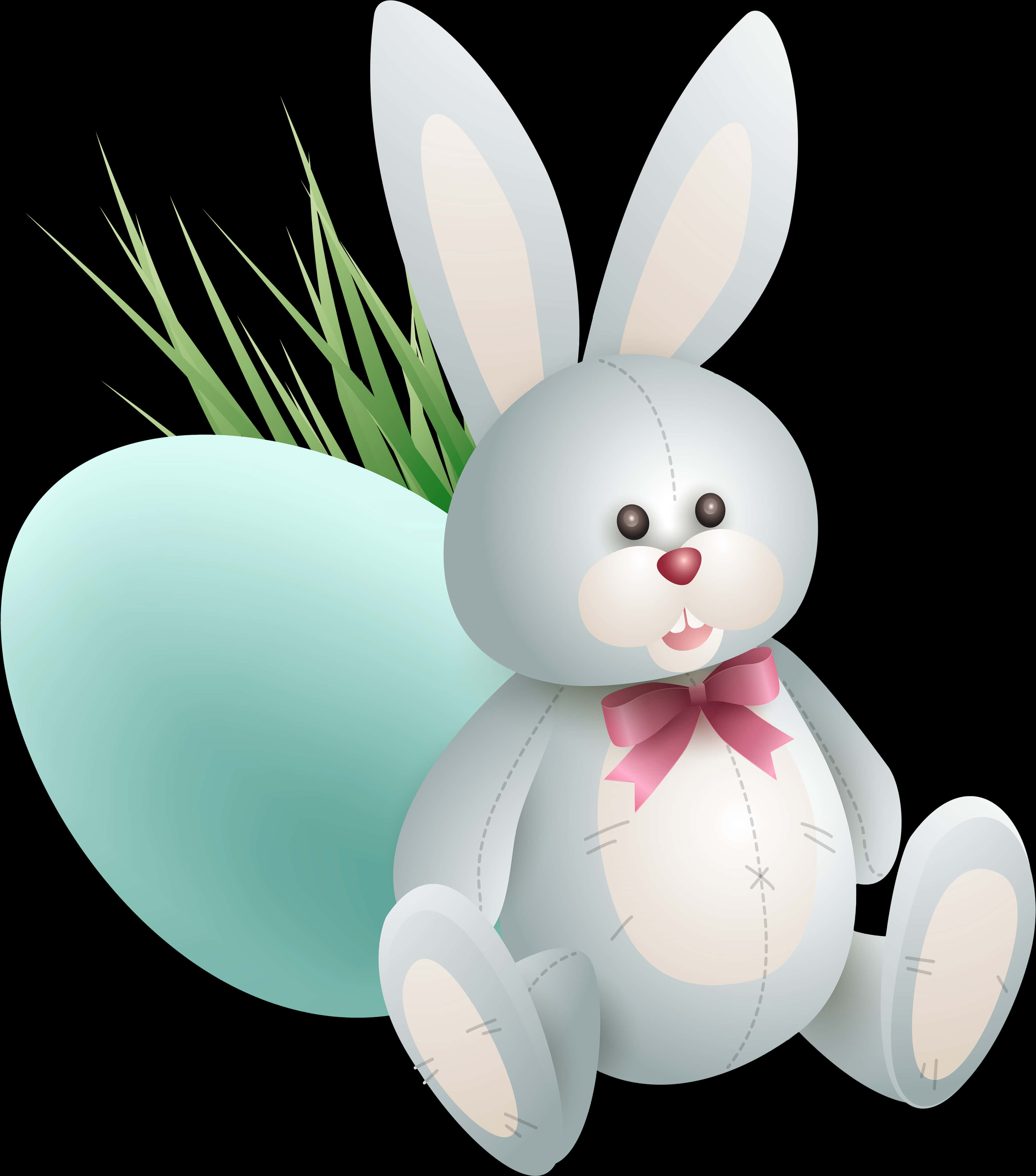Easter Bunny With Egg Illustration PNG