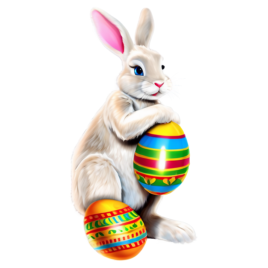 Easter Bunny With Eggs Png 05232024 PNG