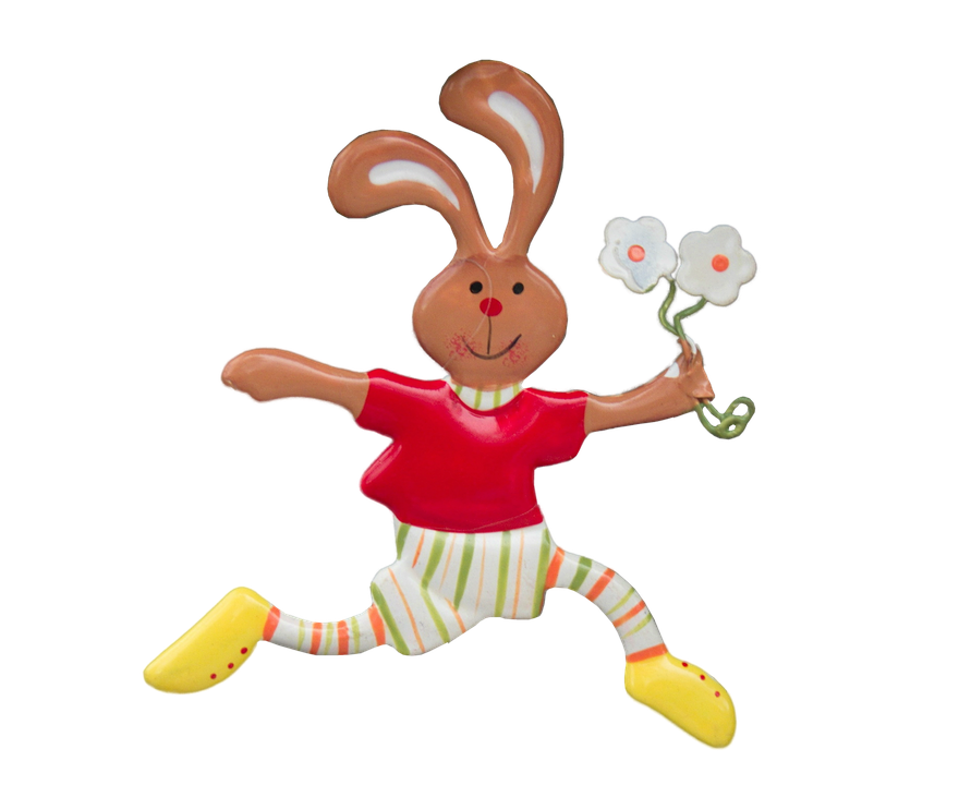 Easter Bunny With Flowers PNG