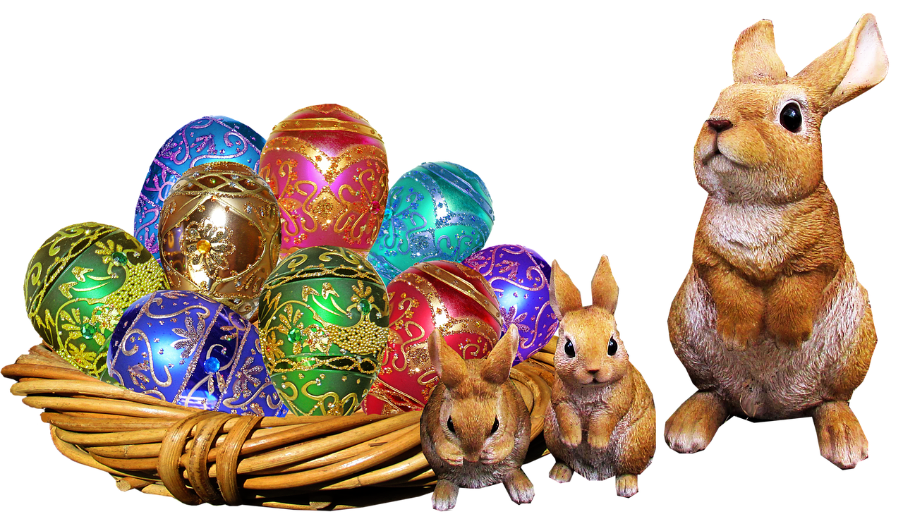 Easter Bunnyand Decorated Eggs PNG