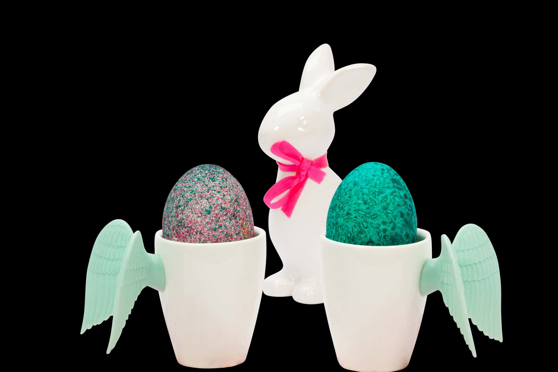 Easter Bunnyand Egg Cupswith Wings PNG