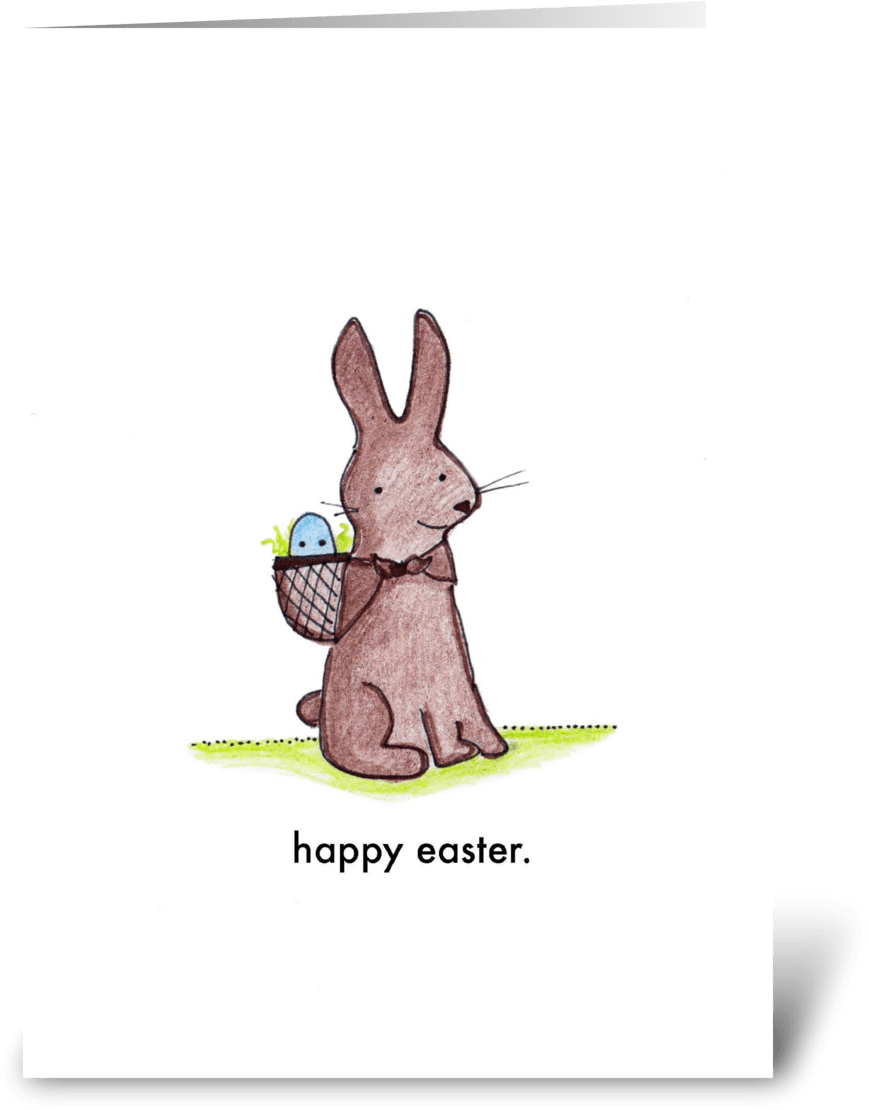 Easter Bunnywith Basket Greeting PNG