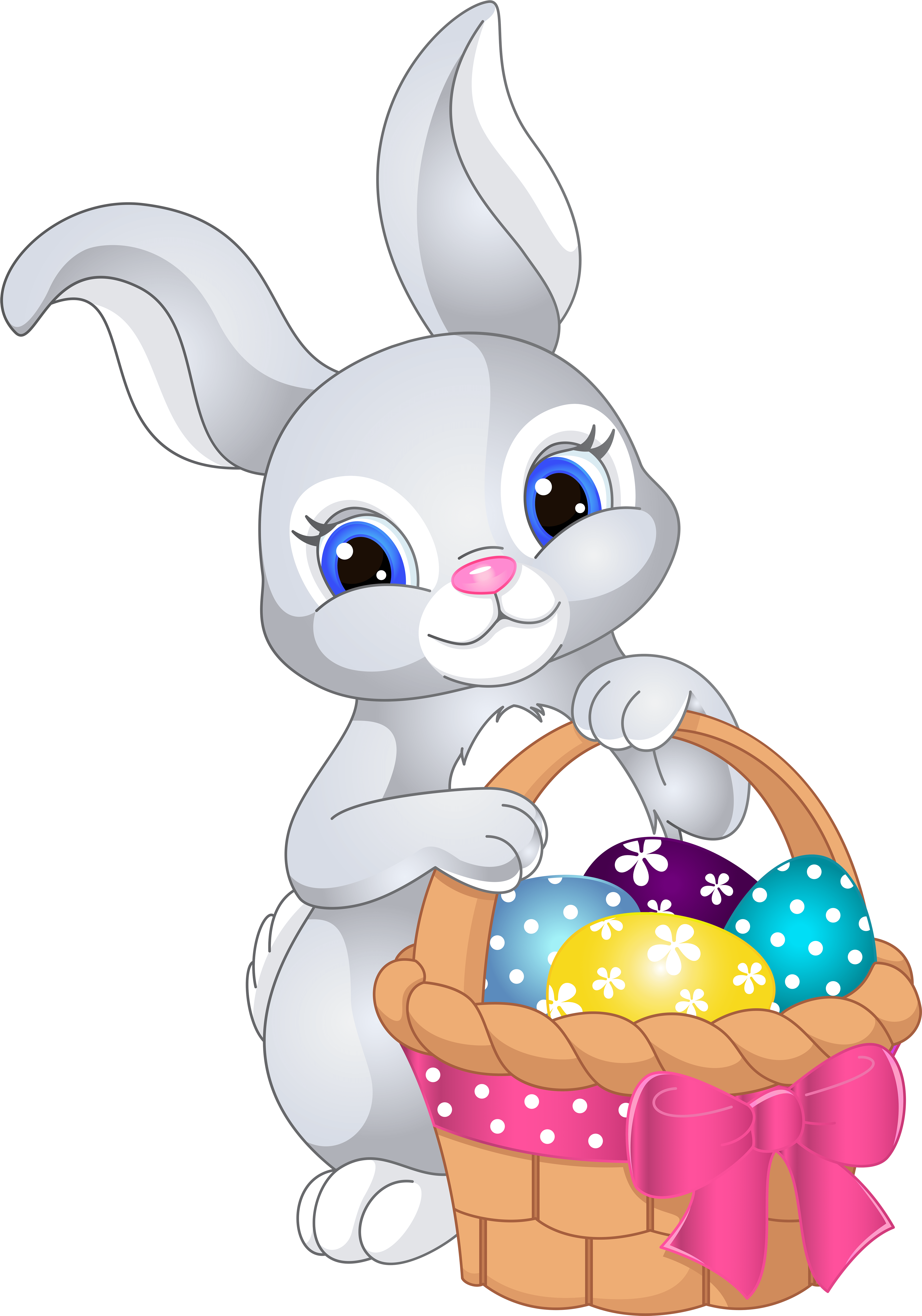 Easter Bunnywith Egg Basket.png PNG