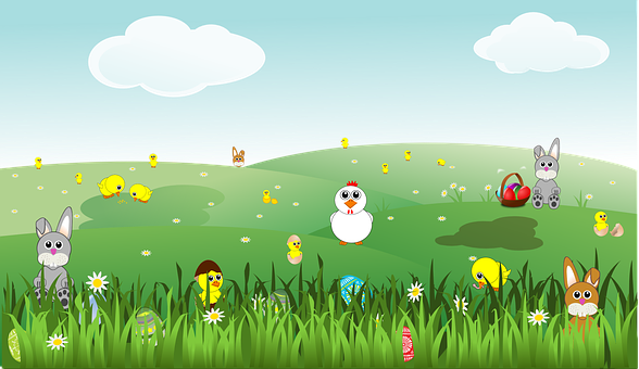 Easter Celebration Cartoon Scene PNG