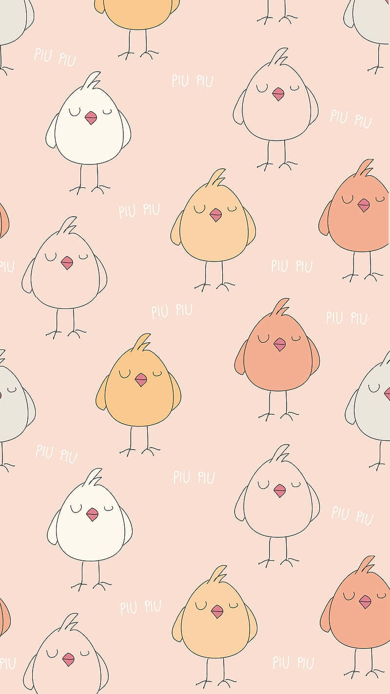 Easter Chick Pattern Illustration Wallpaper