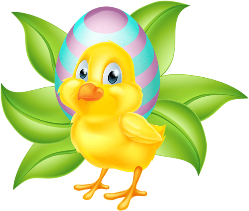 Easter Chick With Decorated Egg PNG