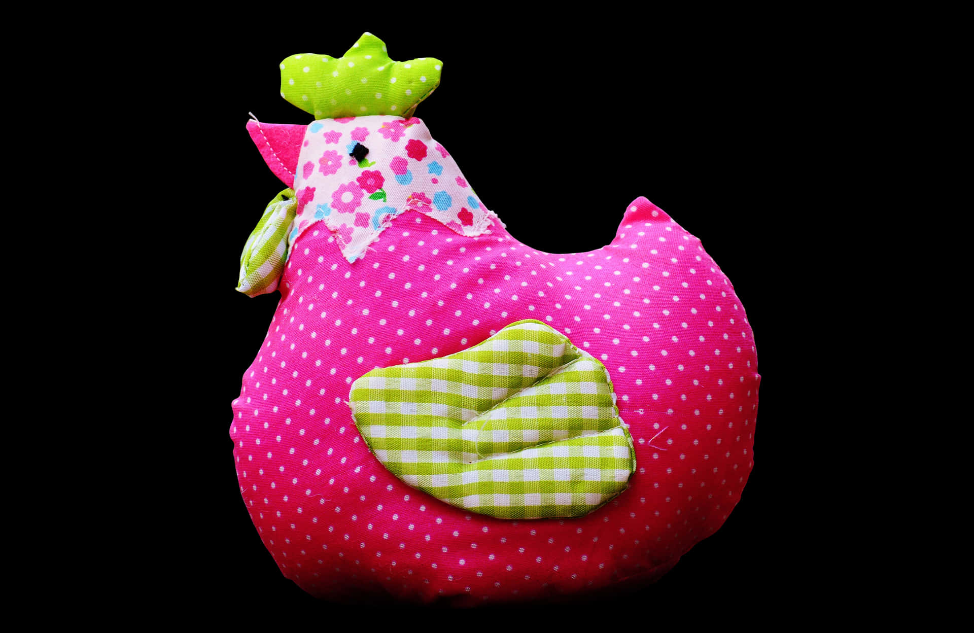 Easter Chicken Plush Toy Pink Polka Dots PNG