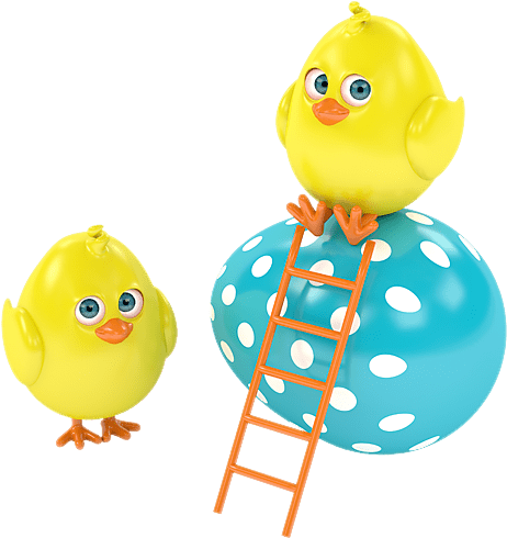 Easter Chicks Climbing Egg PNG
