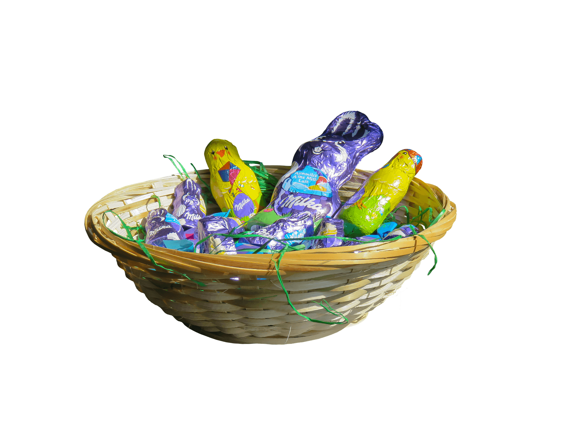 Easter Chocolate Bunniesin Basket PNG