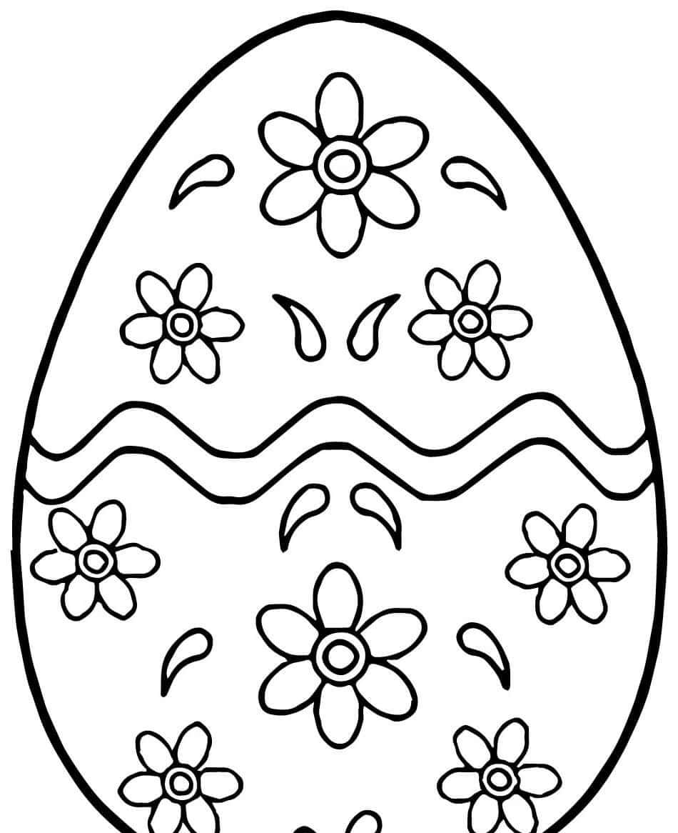 Flower Designed Egg Easter Coloring Picture