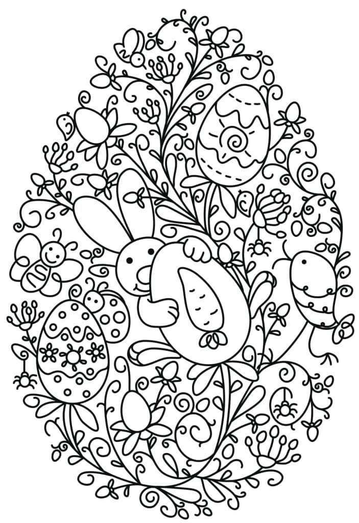 Egg Shape Plant Easter Coloring Picture