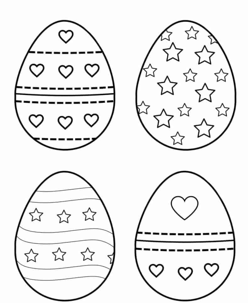 Imagenpara Colorear De Huevos De Pascua Con Corazones Y Estrellas