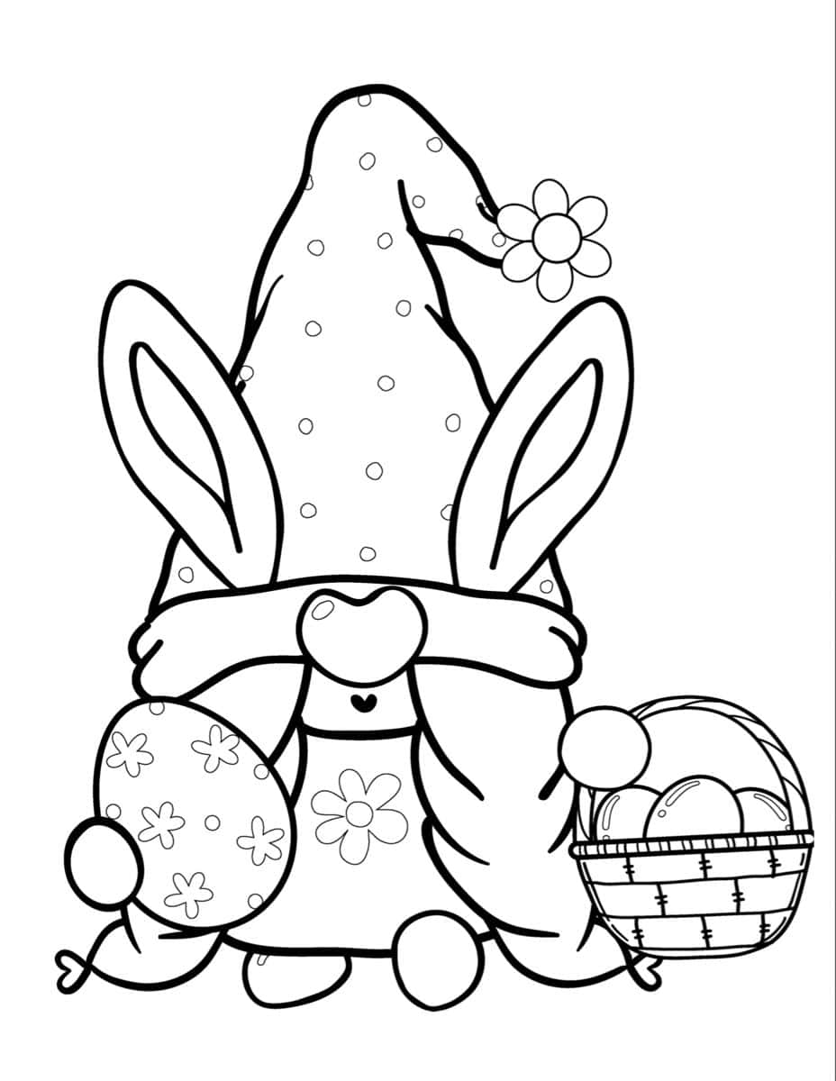 Dwarf Holding Egg Easter Coloring Picture