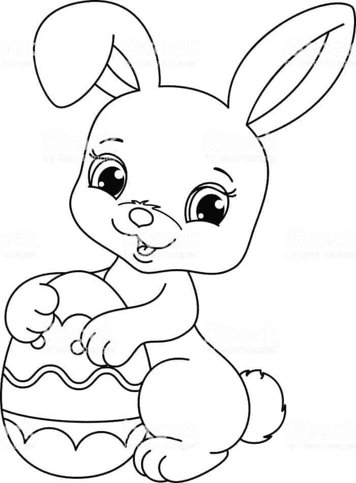 Lovely Bunny With Egg Easter Coloring Picture