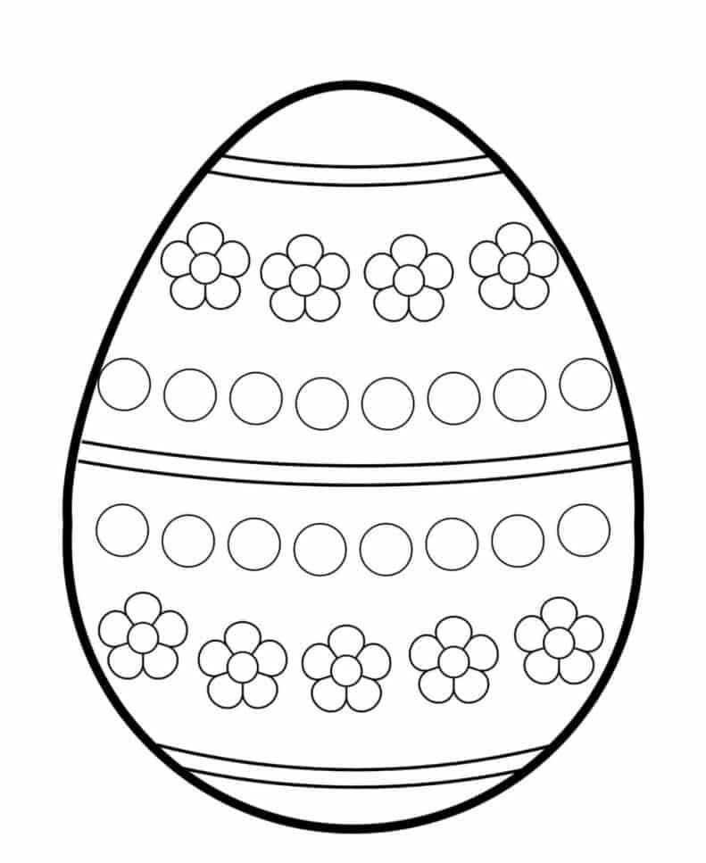 Egg Designed With Flowers Easter Coloring Picture