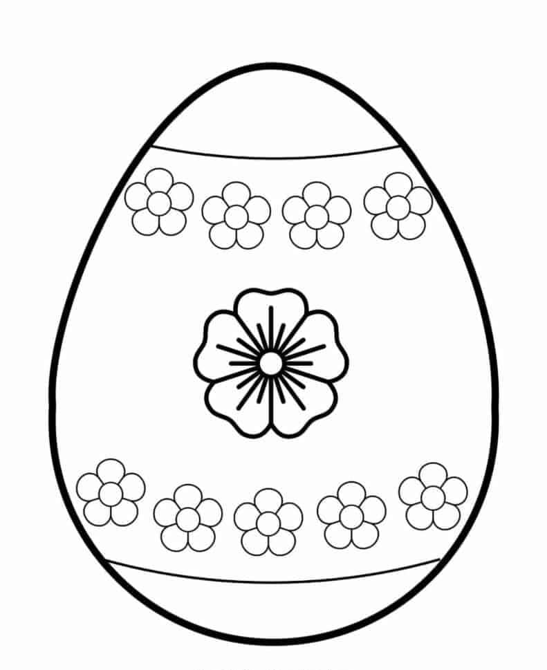 Egg With Flower Easter Coloring Picture