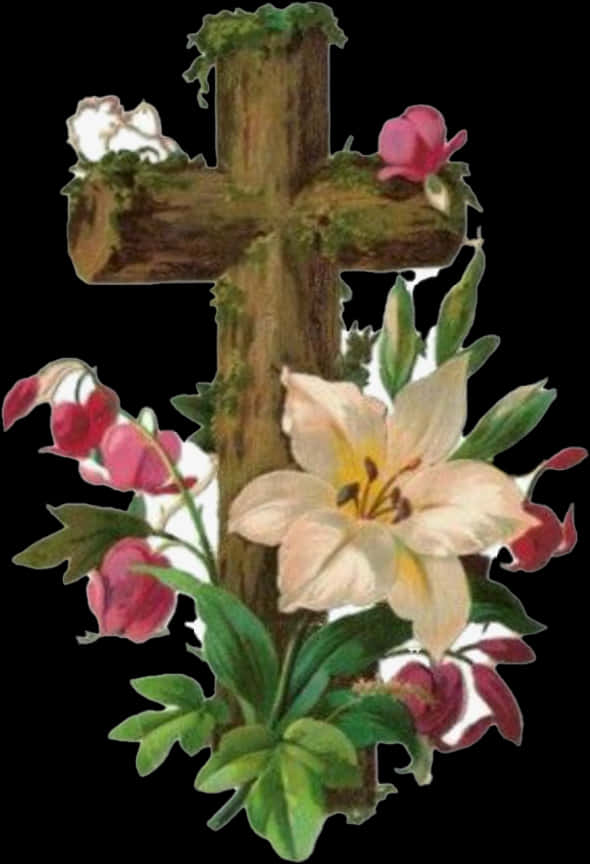 Easter Cross Floral Arrangement PNG