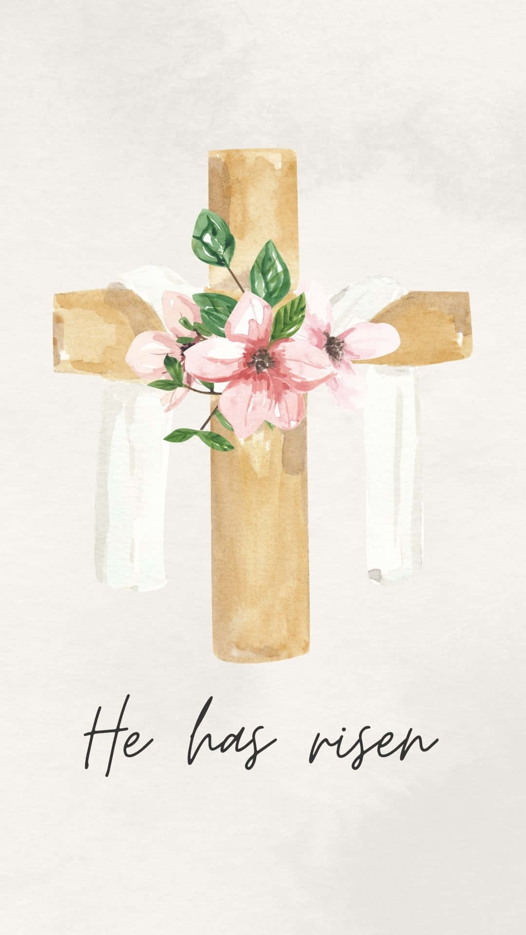 Easter Cross Floral He Has Risen Wallpaper