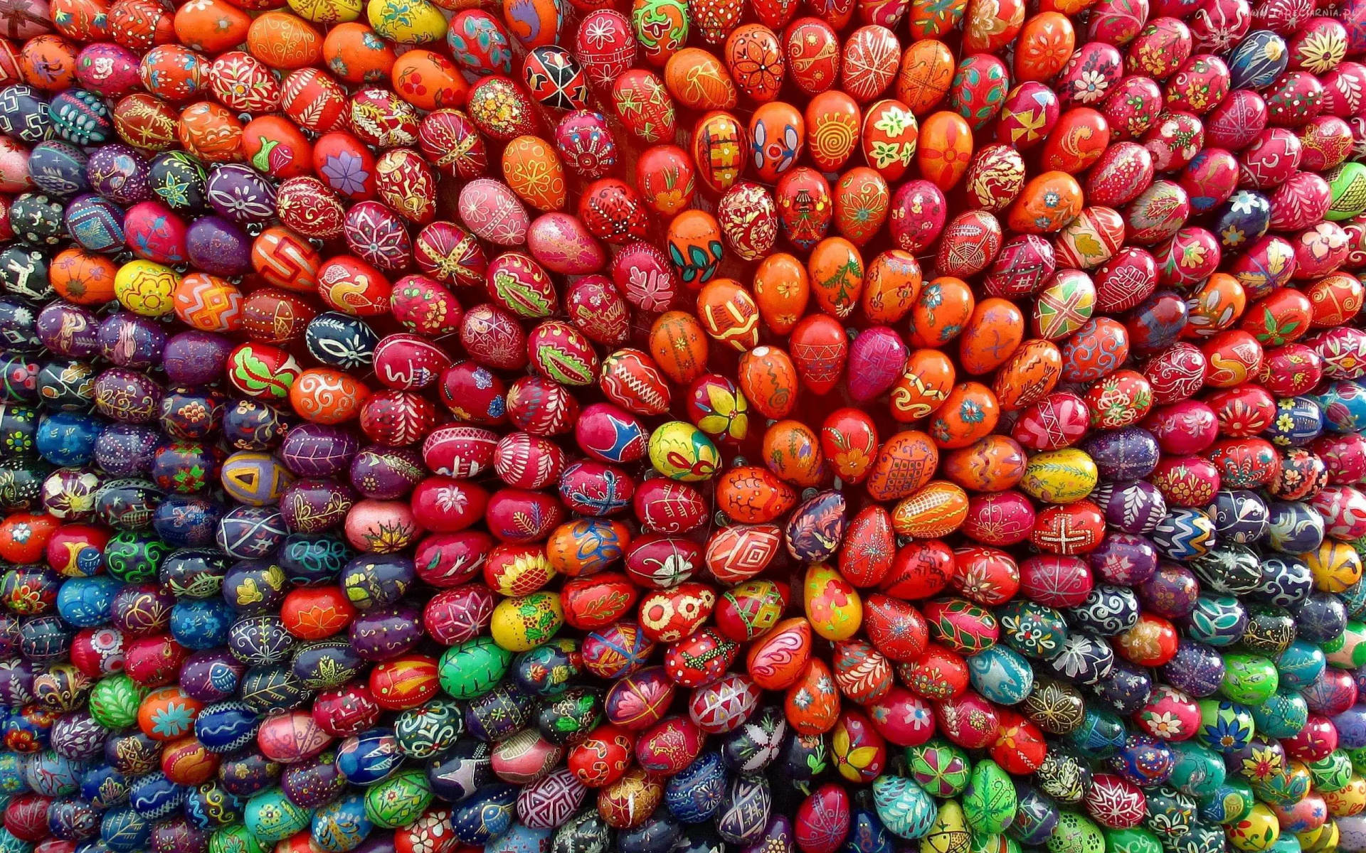 Easter Desktop Circularly Arranged Eggs Wallpaper