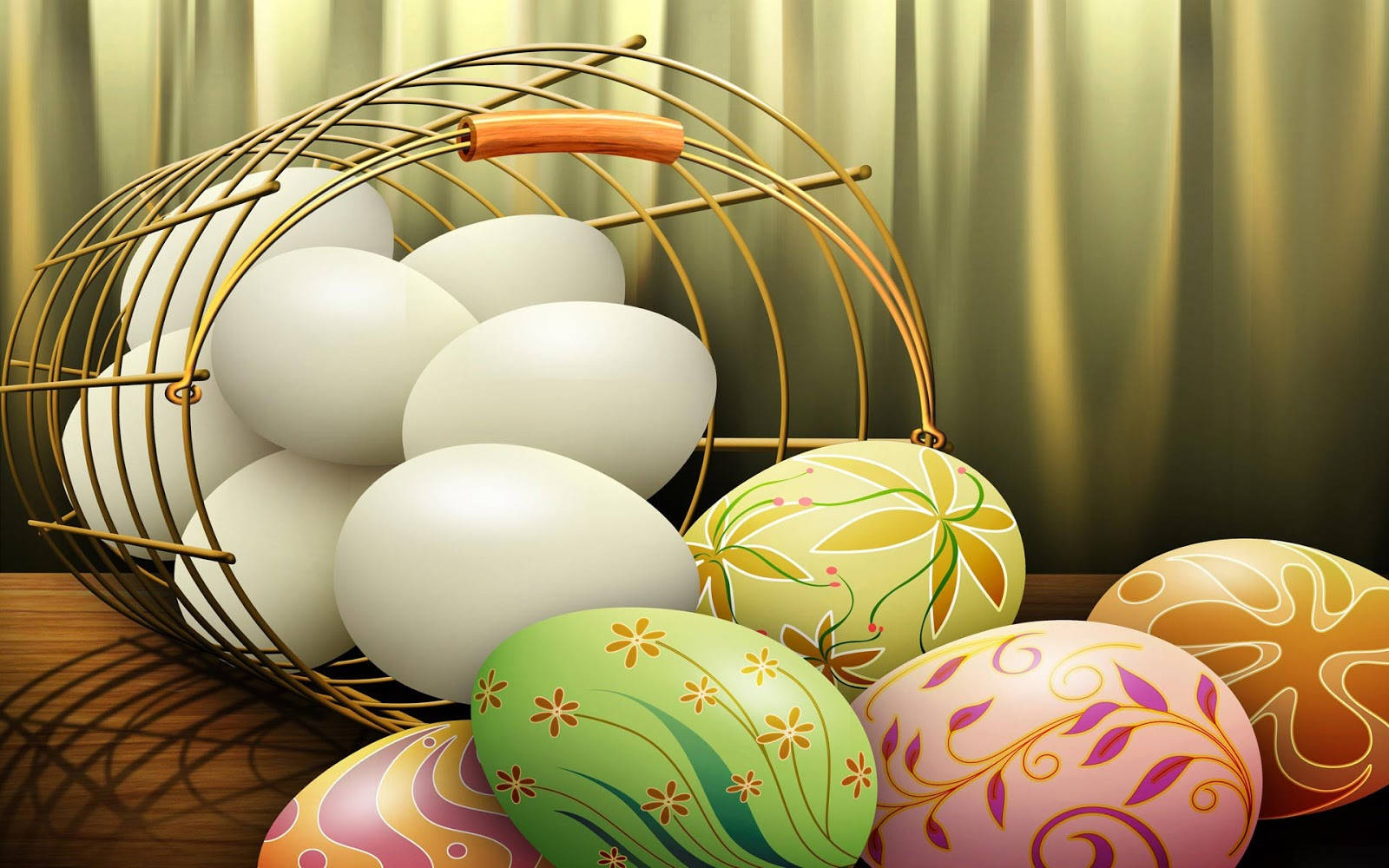 Easter Desktop Egg Basket Wallpaper