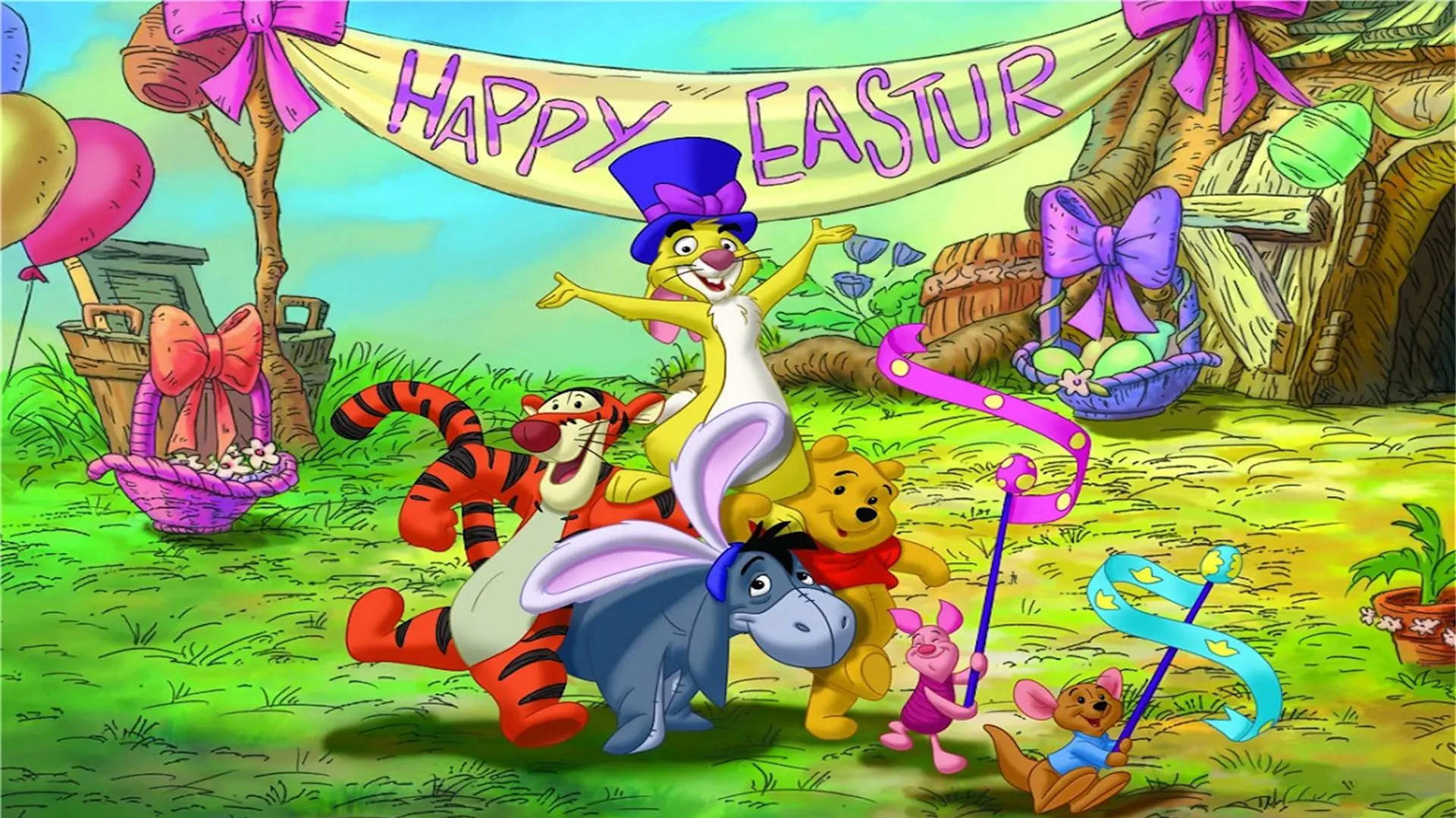 Easter Desktop Themed Winnie Background