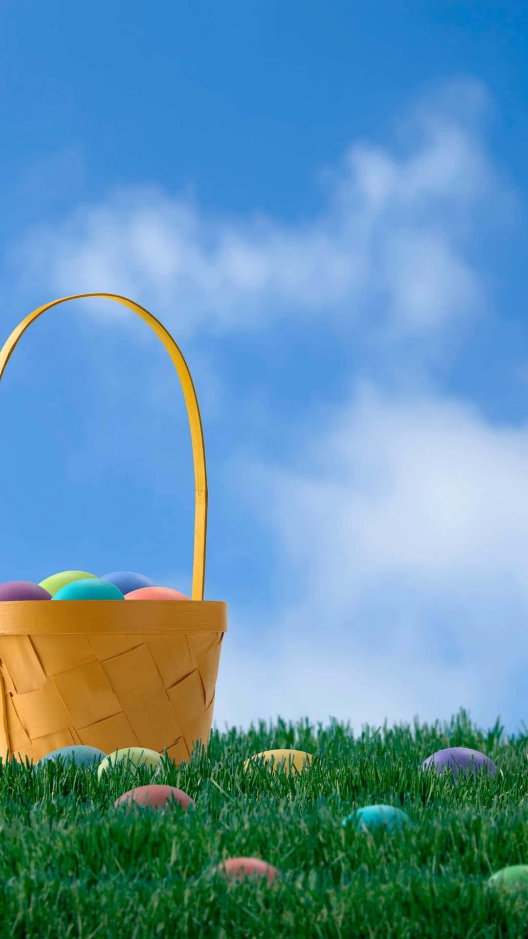 Basket Full Of Easter Egg Background