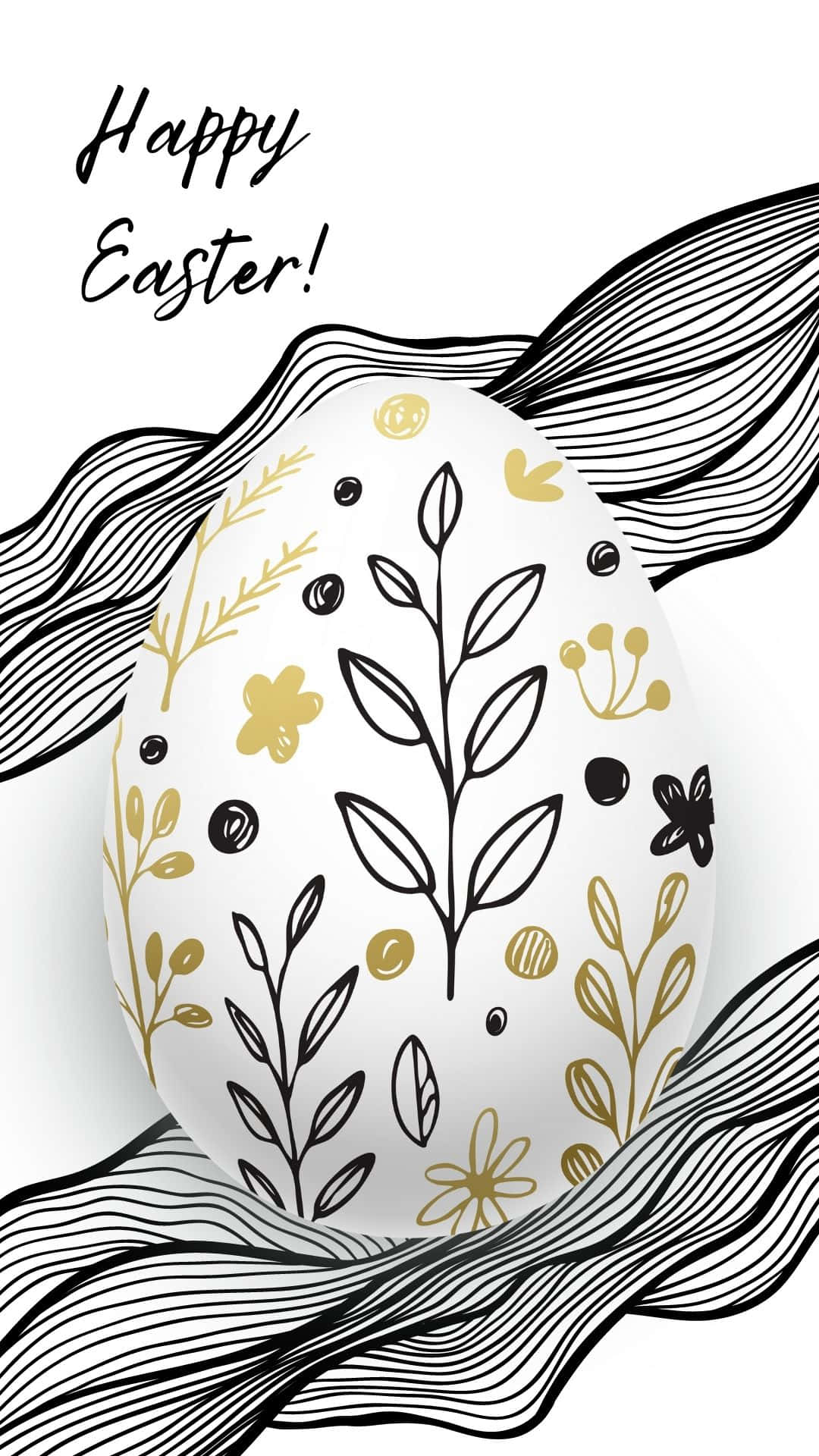 Easter Egg Against Line Art Background