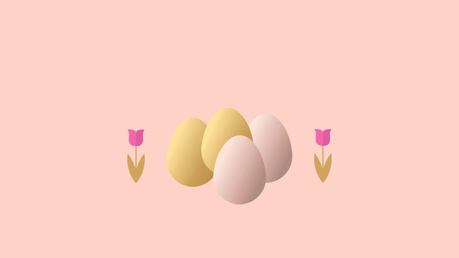 Peach Easter Eggs With Flowers Background