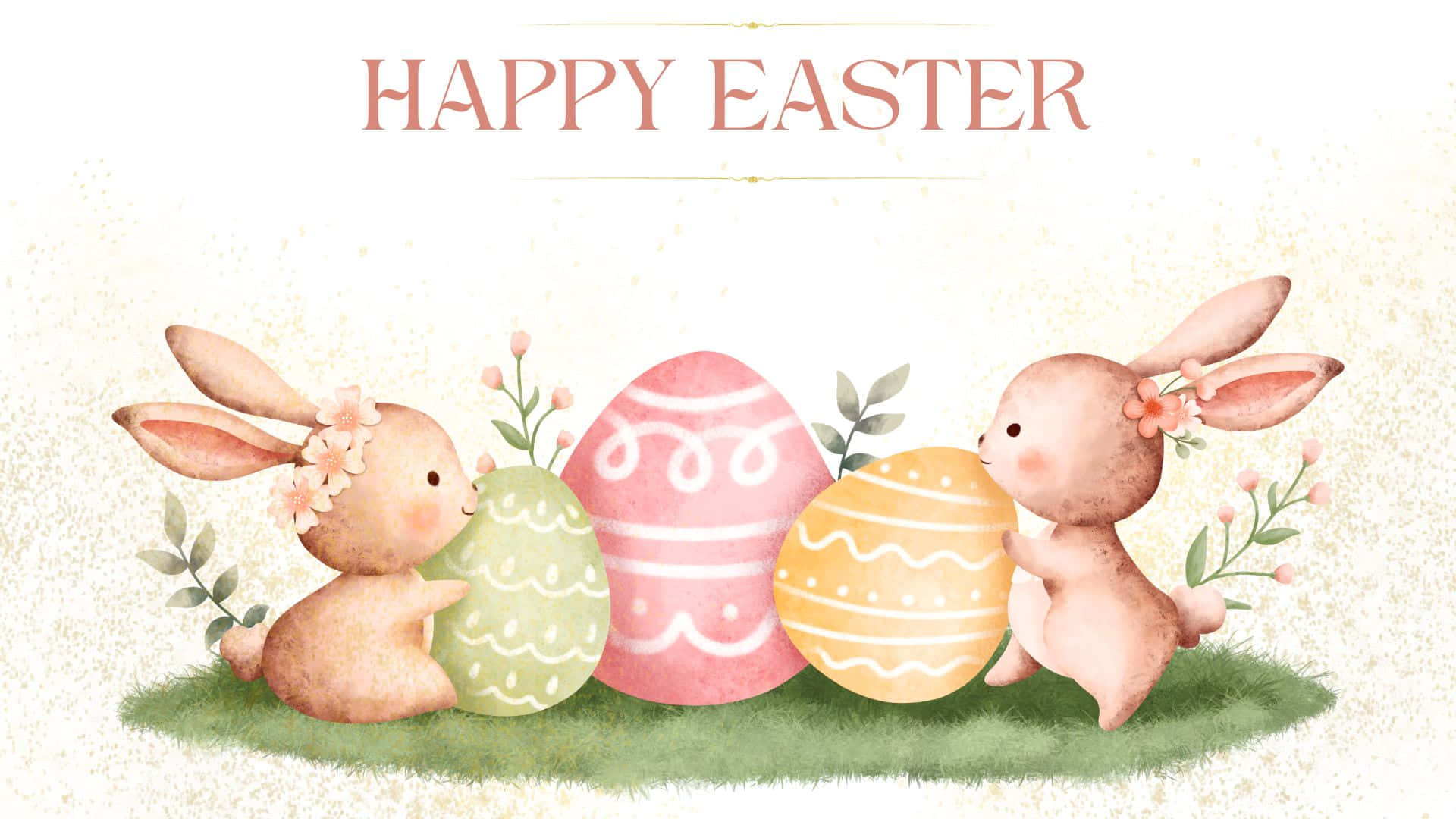 Adorable Bunnies Easter Egg Background