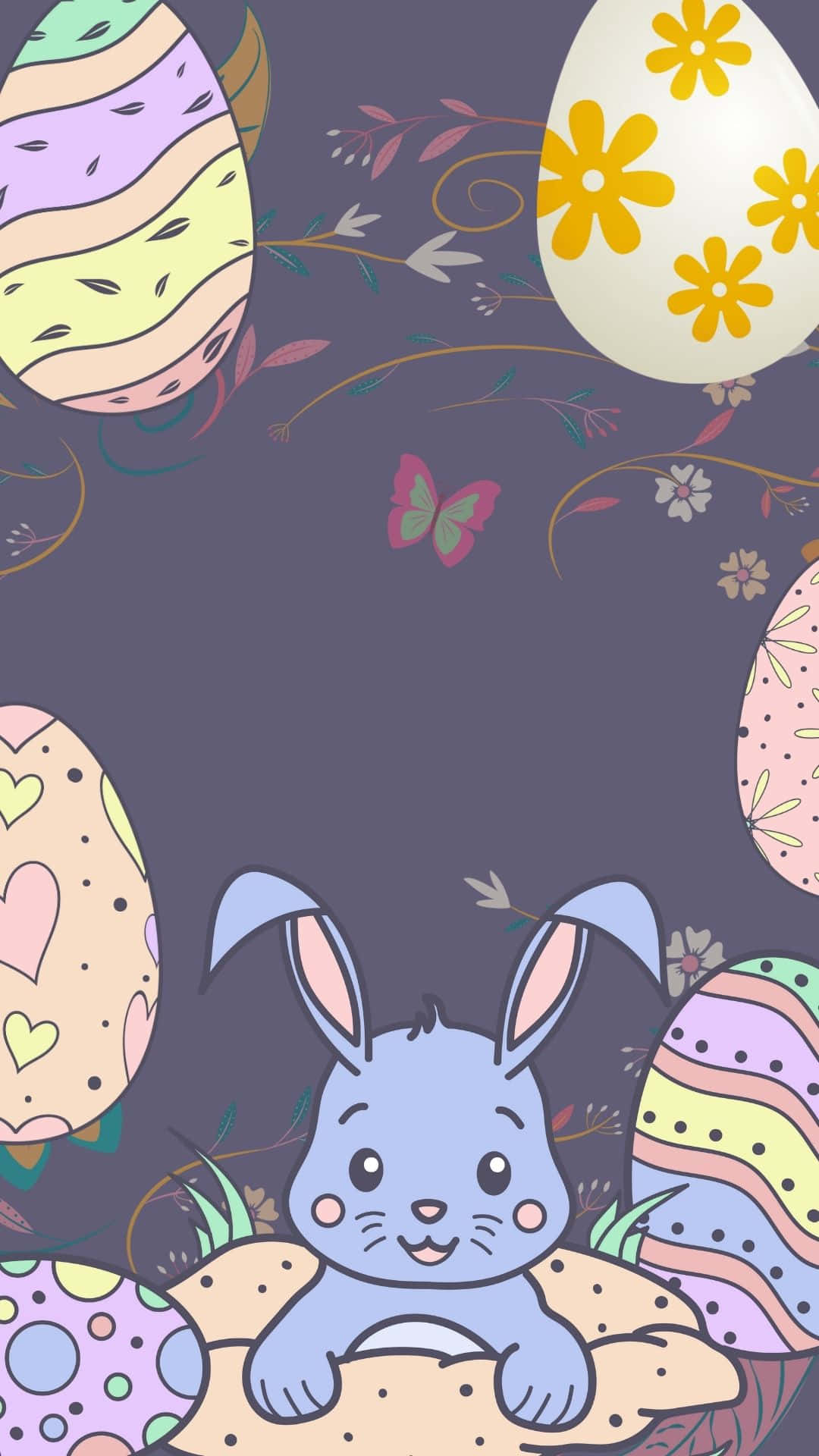 Dark Grey Easter Bunny With Easter Egg Background